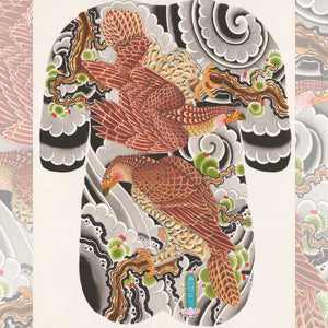 Traditional Japanese tattoo art print by Alex Citrone on textured cold press paper.