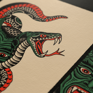 Close-up of Devil’s Little Helper pin showing devil figure and vibrant enamel fill.