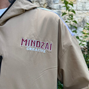 Model wearing Thunder Bird jacket by Mindzai Apparel styled in urban streetwear.