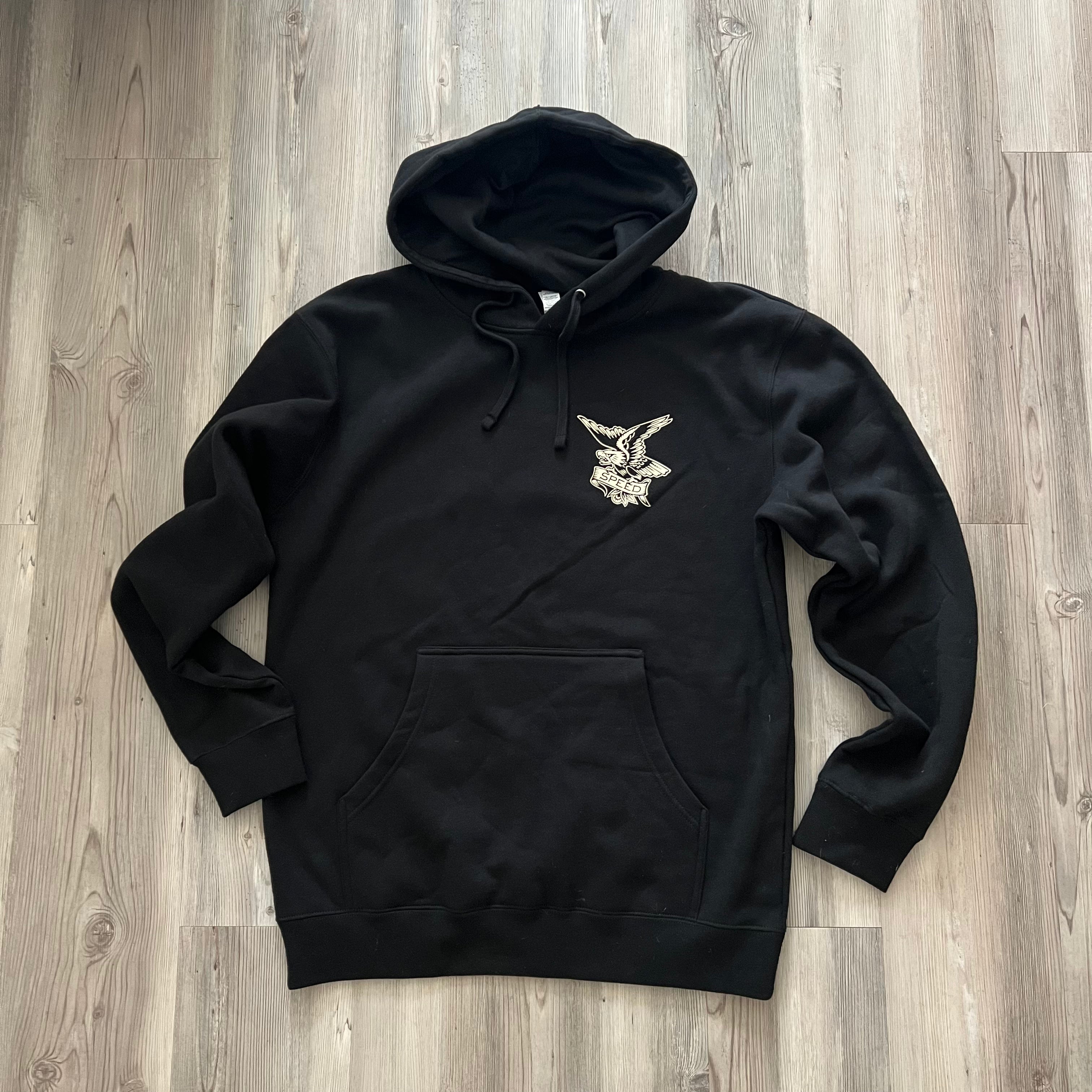 Side view of Speed Tiger Style Hoodie highlighting zip-up design and hood.