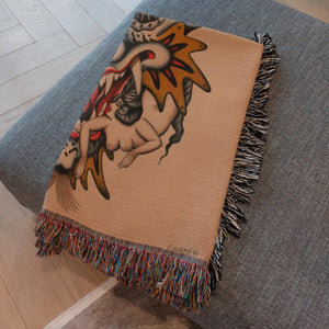 Close-up of Devilish Blanket highlighting intricate woven details.