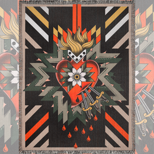 Mindzai woven blanket full view – 60×80″ cotton throw with bold design.