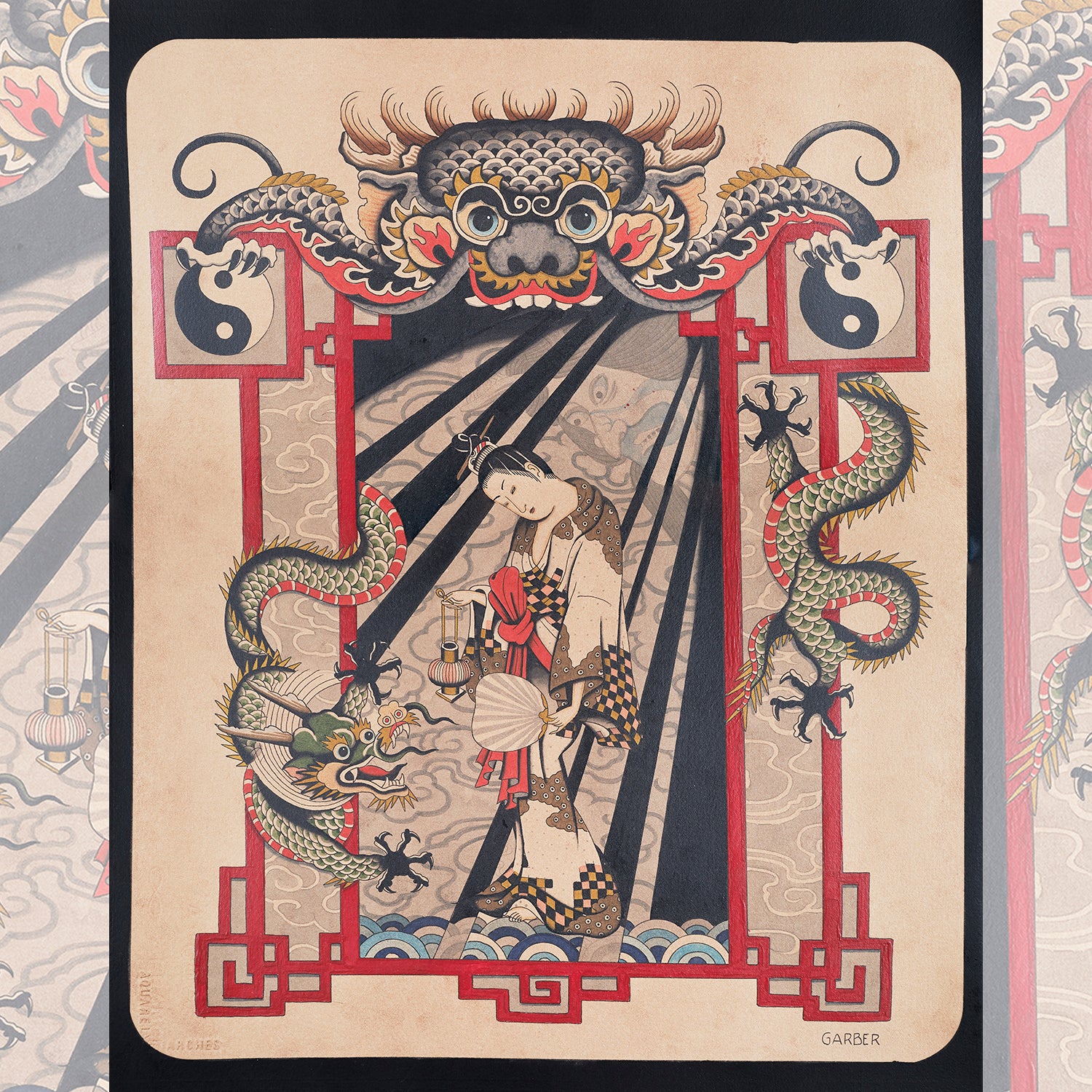 Duster Copy print framed on a shelf – 12" x 30" fine art print by Daniel Stella.