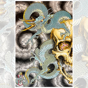 Close-up of tiger’s face and wing detail from Flying Tiger print.