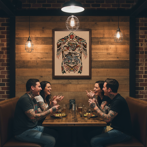 Full Frontal art print by Clemens Hahn displayed framed on wall.