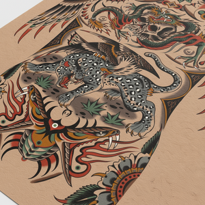 Interior display of Full Frontal print by Clemens Hahn in modern room.