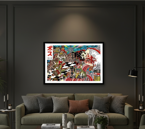 JapNYC Pt 2 print by Capilli Tupou framed and displayed on wall.