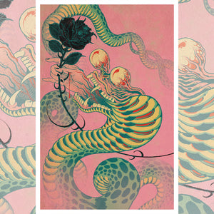 Front view of 'Vomit' giclée print by The Sepp on 12" x 18" 300gsm Epson Cold Press paper.