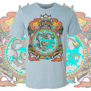 Front view of Good Tattoo Parlor Milano T-shirt, designed by Lorenzo Rossi, printed at Mindzai Creative. Vintage soft feel, premium polyester-cotton blend.