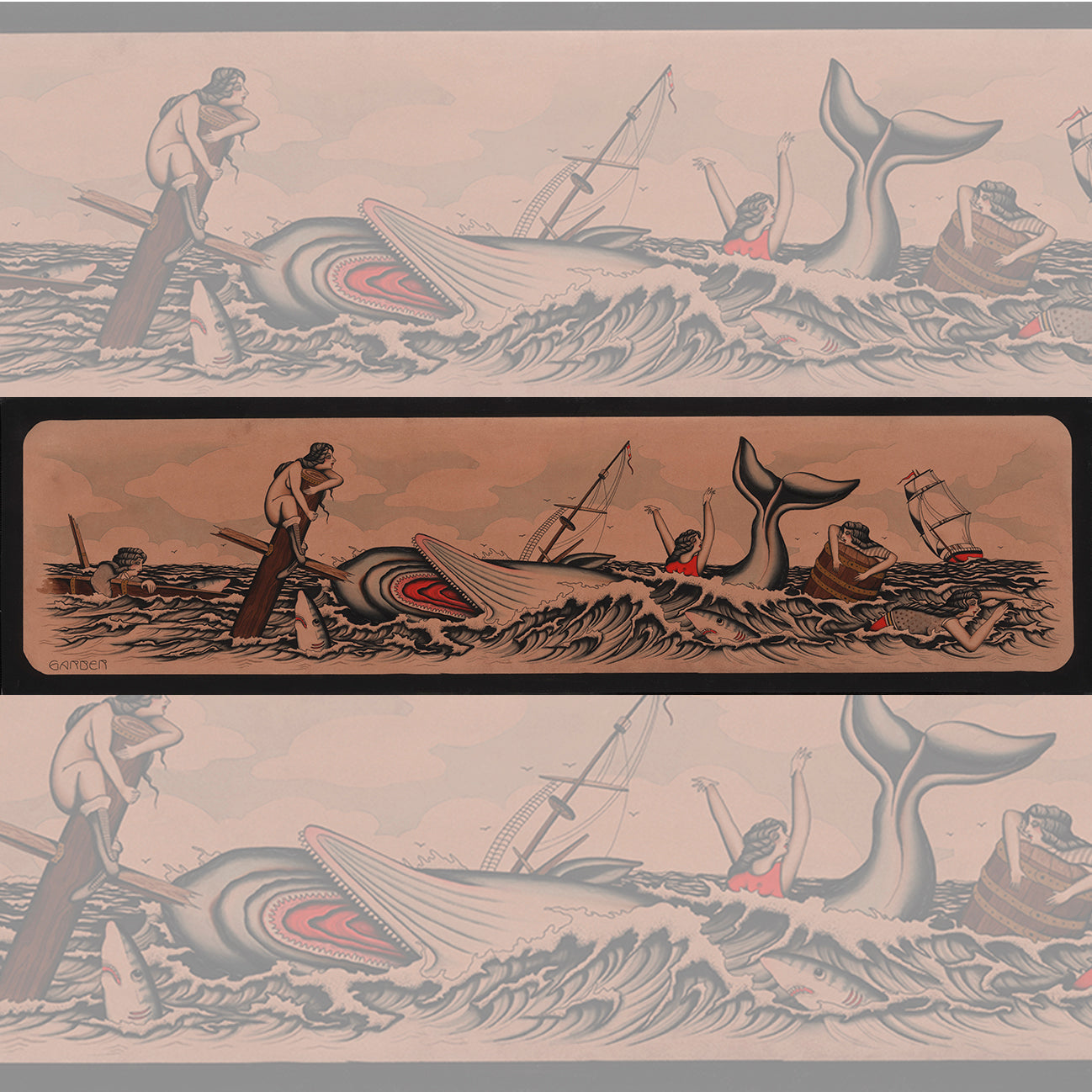 Jon Garber Capsized – 9" x 33" giclée print on 340gsm Epson Cold Press paper.