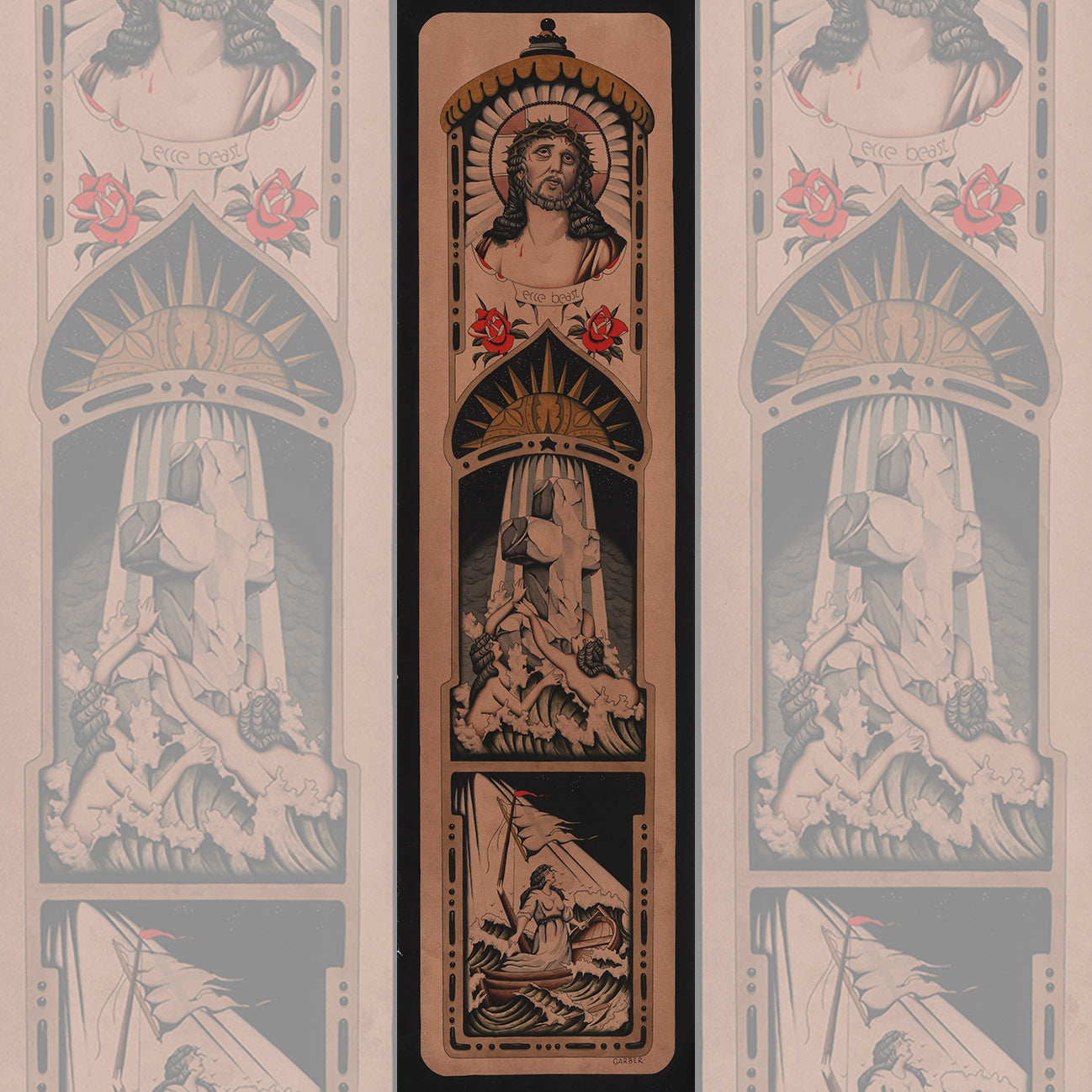 Jon Garber Ecce Beast – 9" x 33" giclée print on 340gsm Epson Cold Press paper.