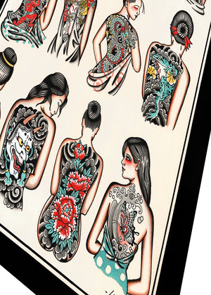 16x24" Giclée print of Lollo's Tattooed Girls artwork.