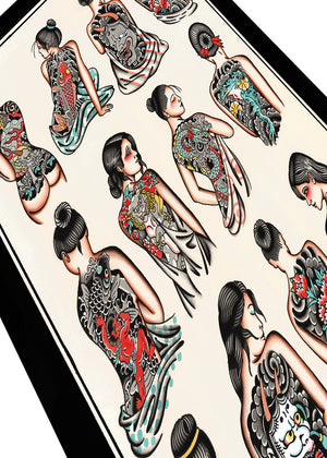 16x24" Giclée print of Lollo's Tattooed Girls artwork.