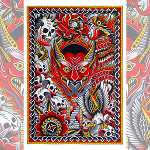 Front view of 'Mors – Chaos Print' 13" x 19" watercolor giclée print on 300gsm Epson Cold Press paper.