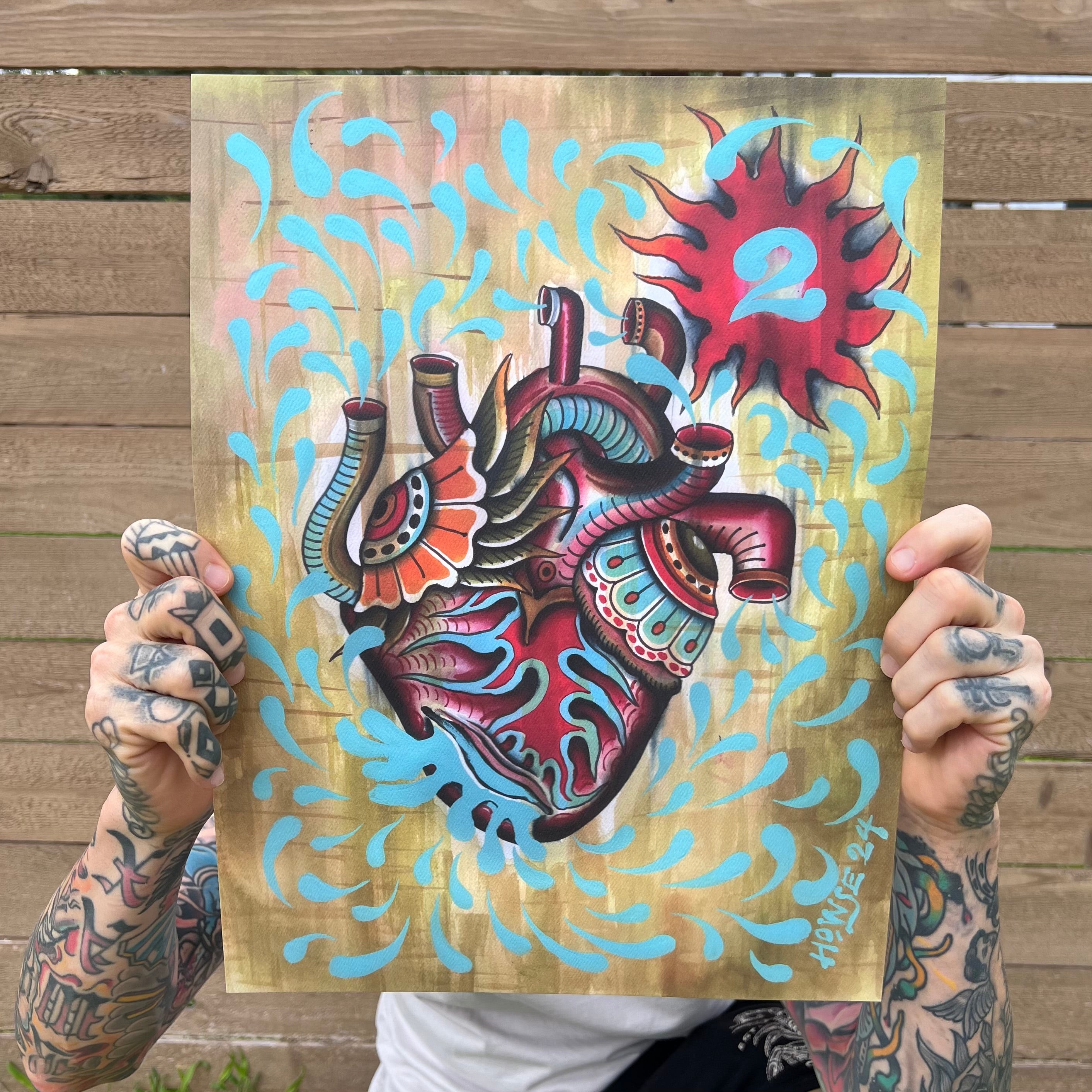colorful heart tattoo design