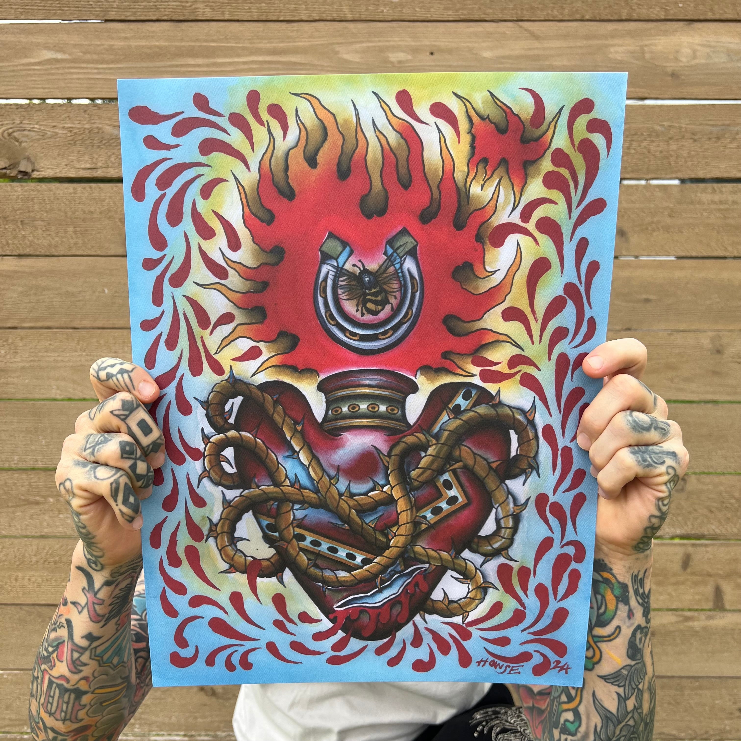 heart with horseshoe tattoo