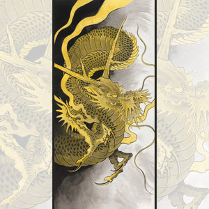 Gold Dragon 03 tattoo art print by Bill Canales featuring a traditional Japanese dragon illustration