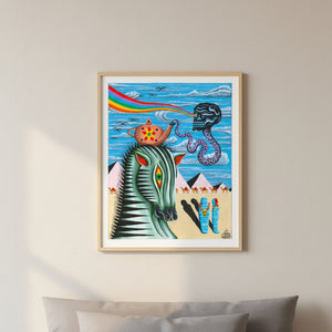 Desert Genie Giclée Art Print by Cam Jennings Displayed in a Modern Interior