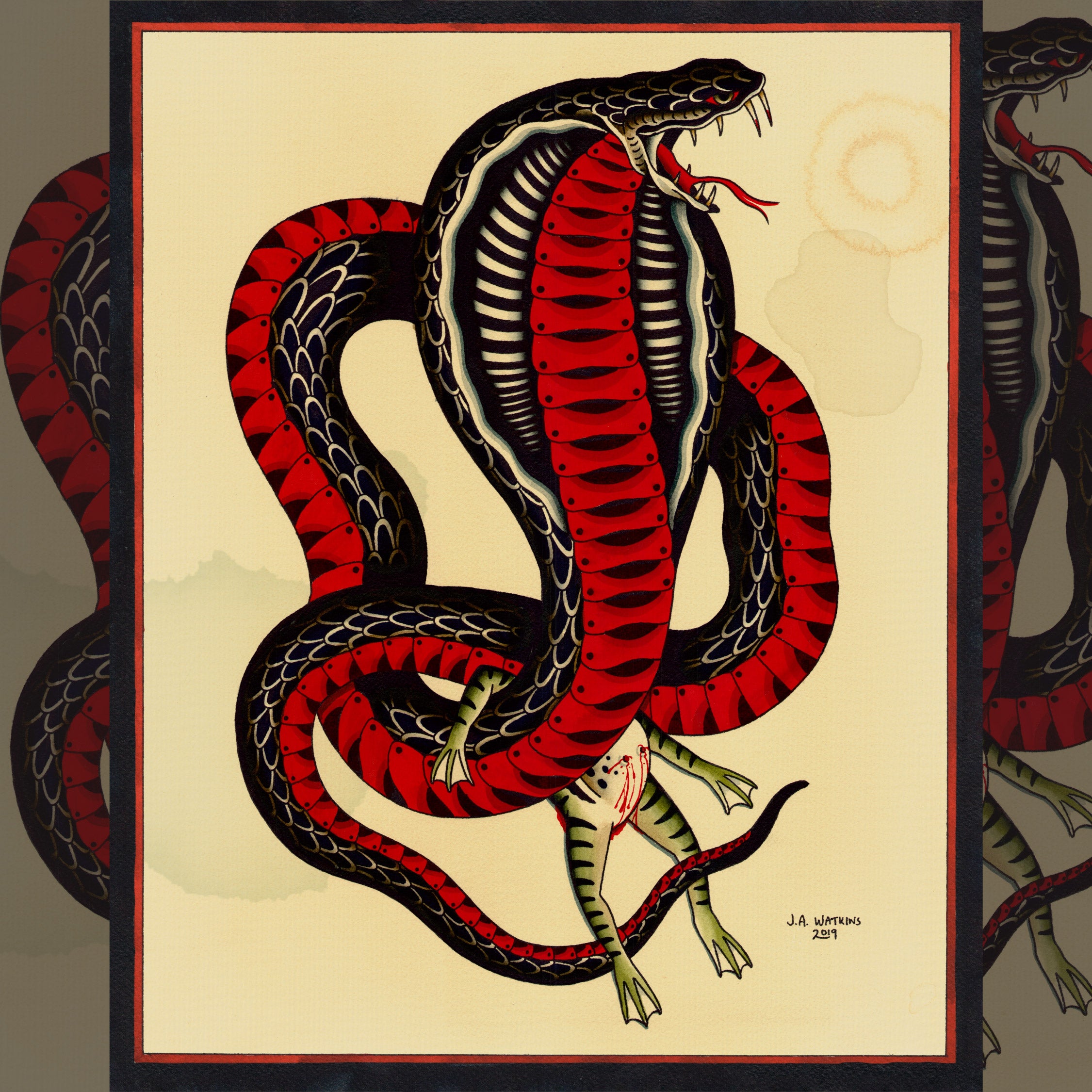 Frog and Snake art