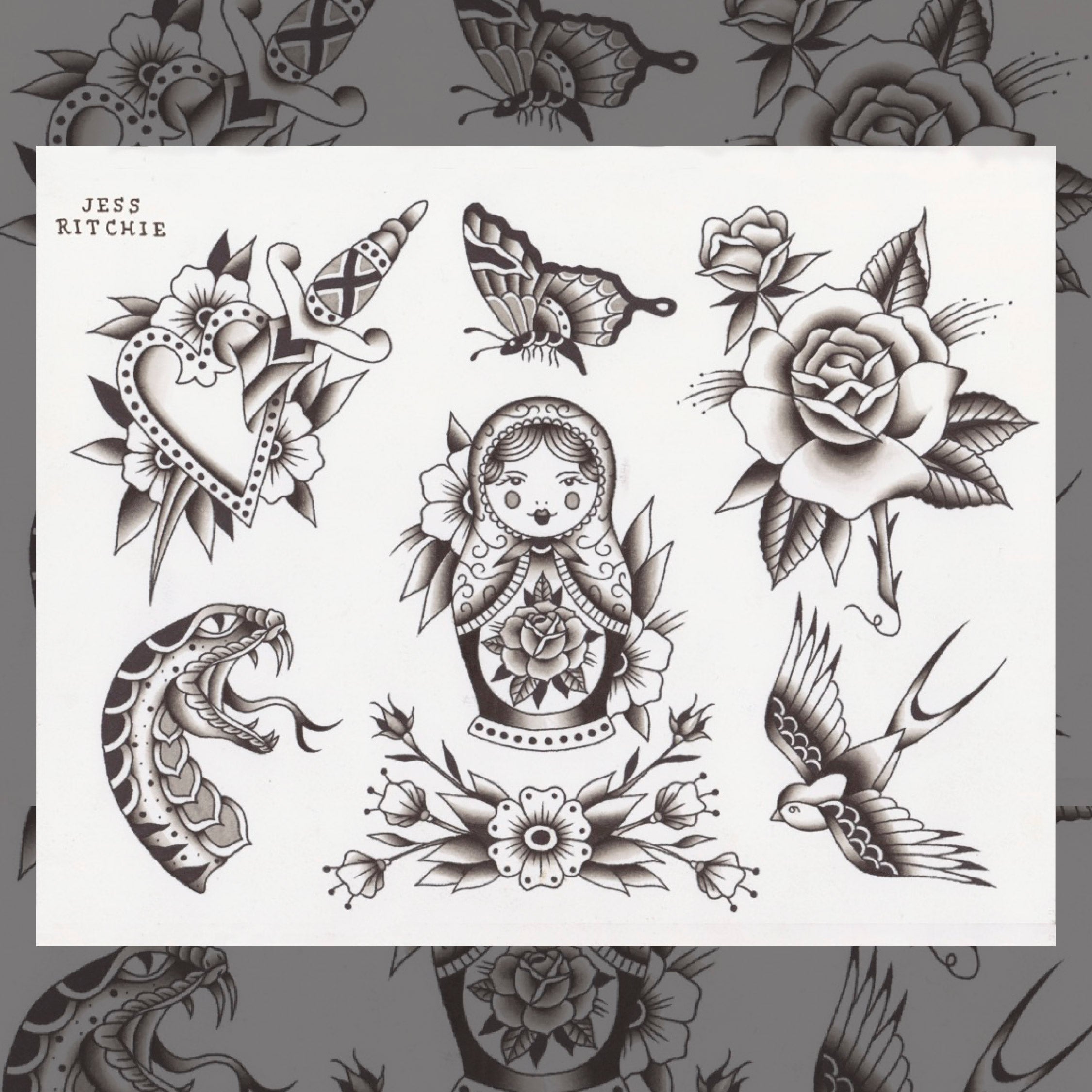 Flash sheet tattoo design