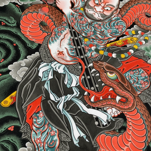 Close-up of Kaosho Rochishin Fighting Snake artwork by Alex Rusty