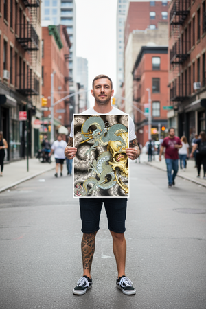 Texture detail of 340 gsm Epson Cold Press paper on “Flying Tiger” print.
