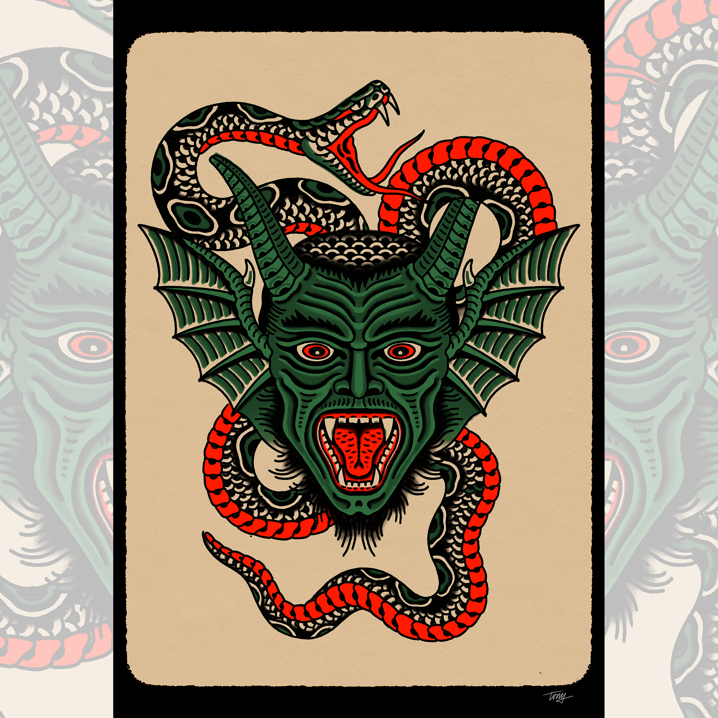 Devil’s Little Helper enamel pin by Mindzai – front view 1.5″ soft enamel.