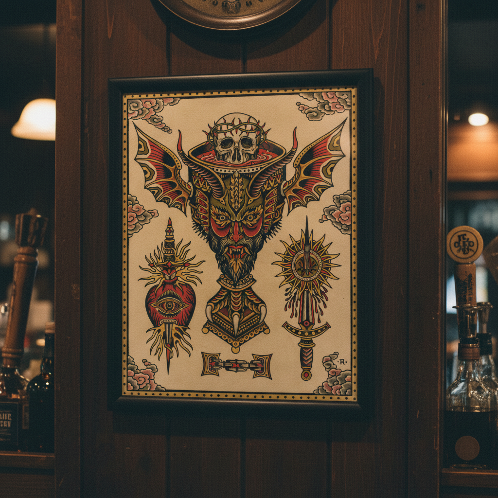 Framed Eternal Suffering art print by Bryan Randolph displayed on a wooden wall