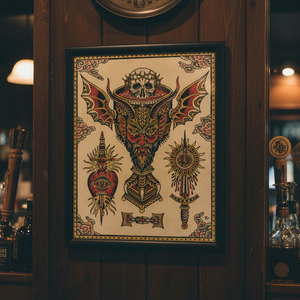 Framed Eternal Suffering art print by Bryan Randolph displayed on a wooden wall