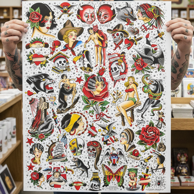 Tattoo flash print fine art