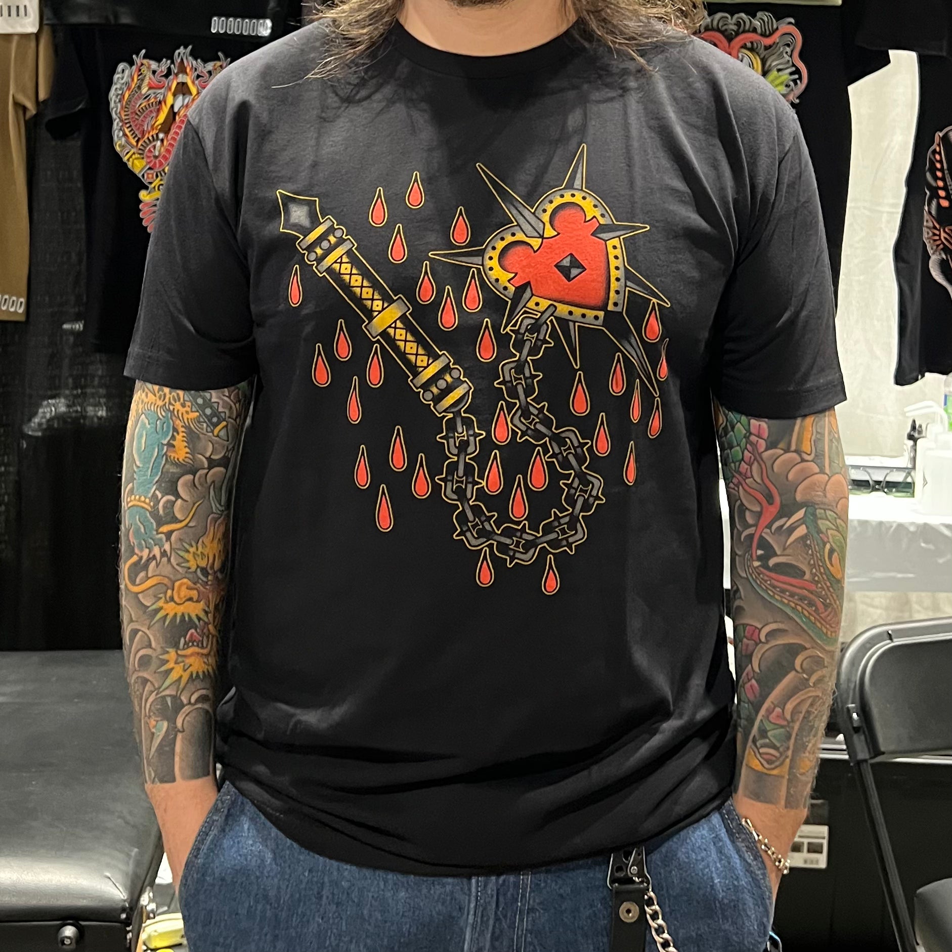 Back view of “Love Kills” tee by Mindzai Apparel showing fit and style.