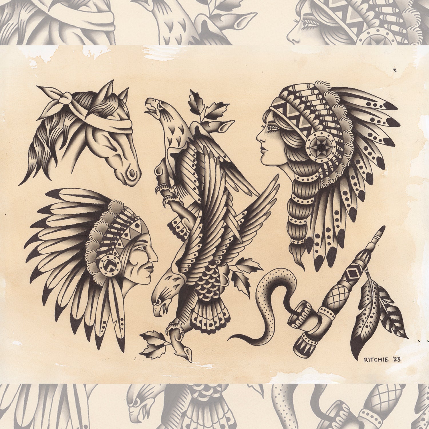 Native flash tattoo designs
