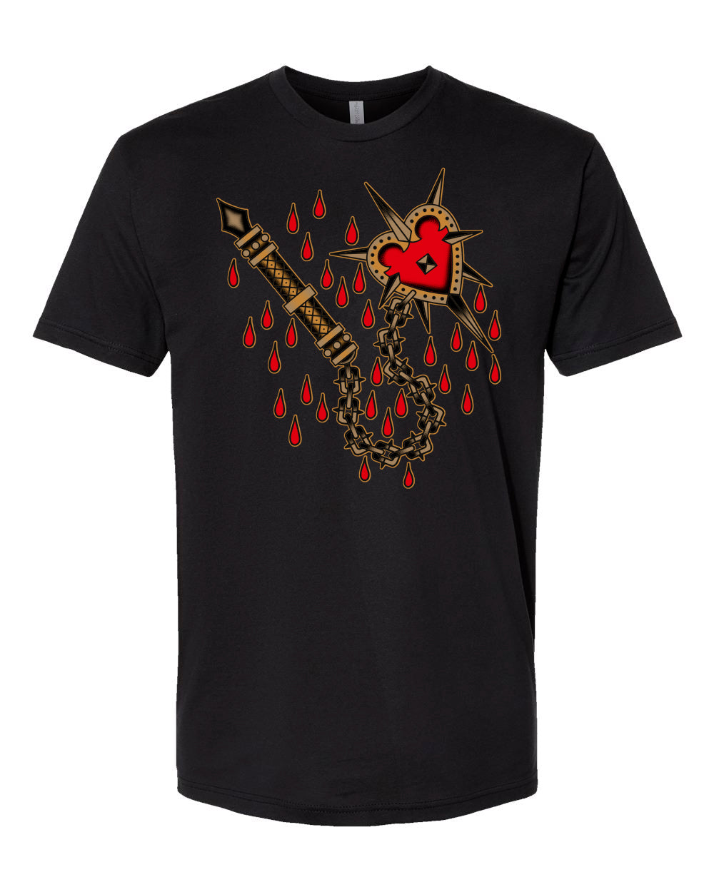 Front view of “Love Kills” T-Shirt featuring Scott Weatherwax graphic.