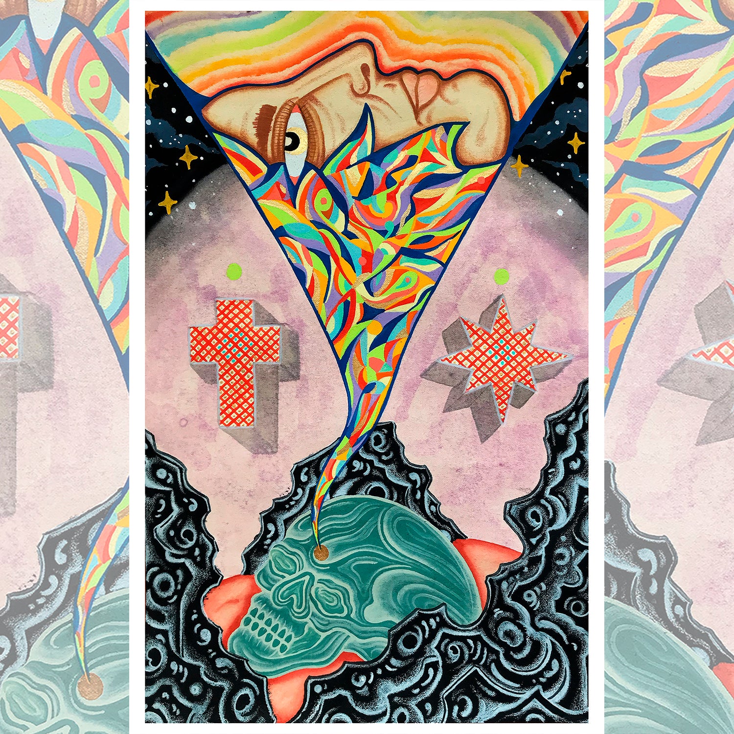Front view of Boxcar Ascension T-Shirt featuring detailed artwork