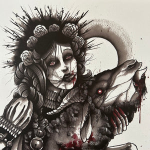 Beauty and the Beast art print by Derek Noble displayed framed on wall.