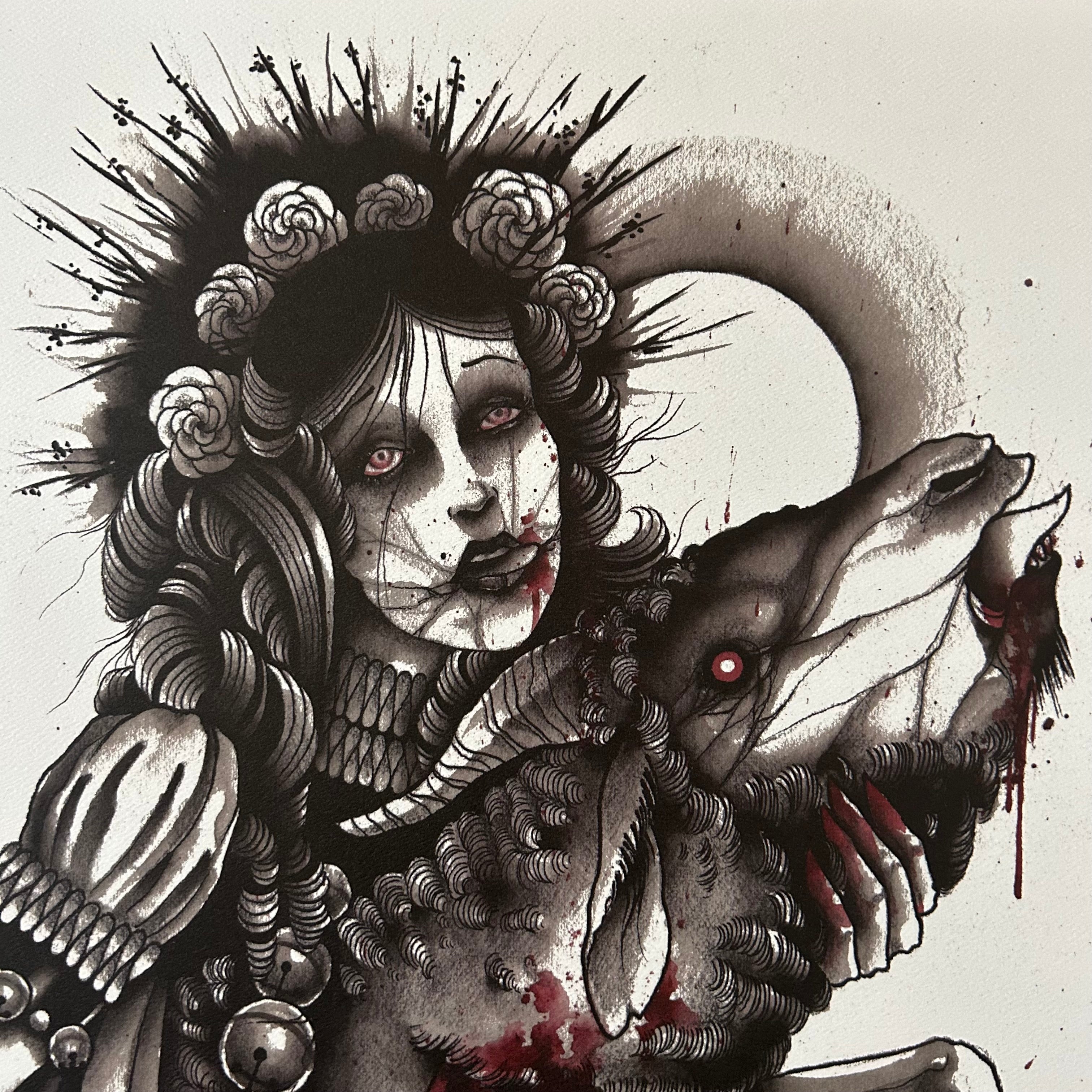 Beauty and the Beast art print by Derek Noble displayed framed on wall.