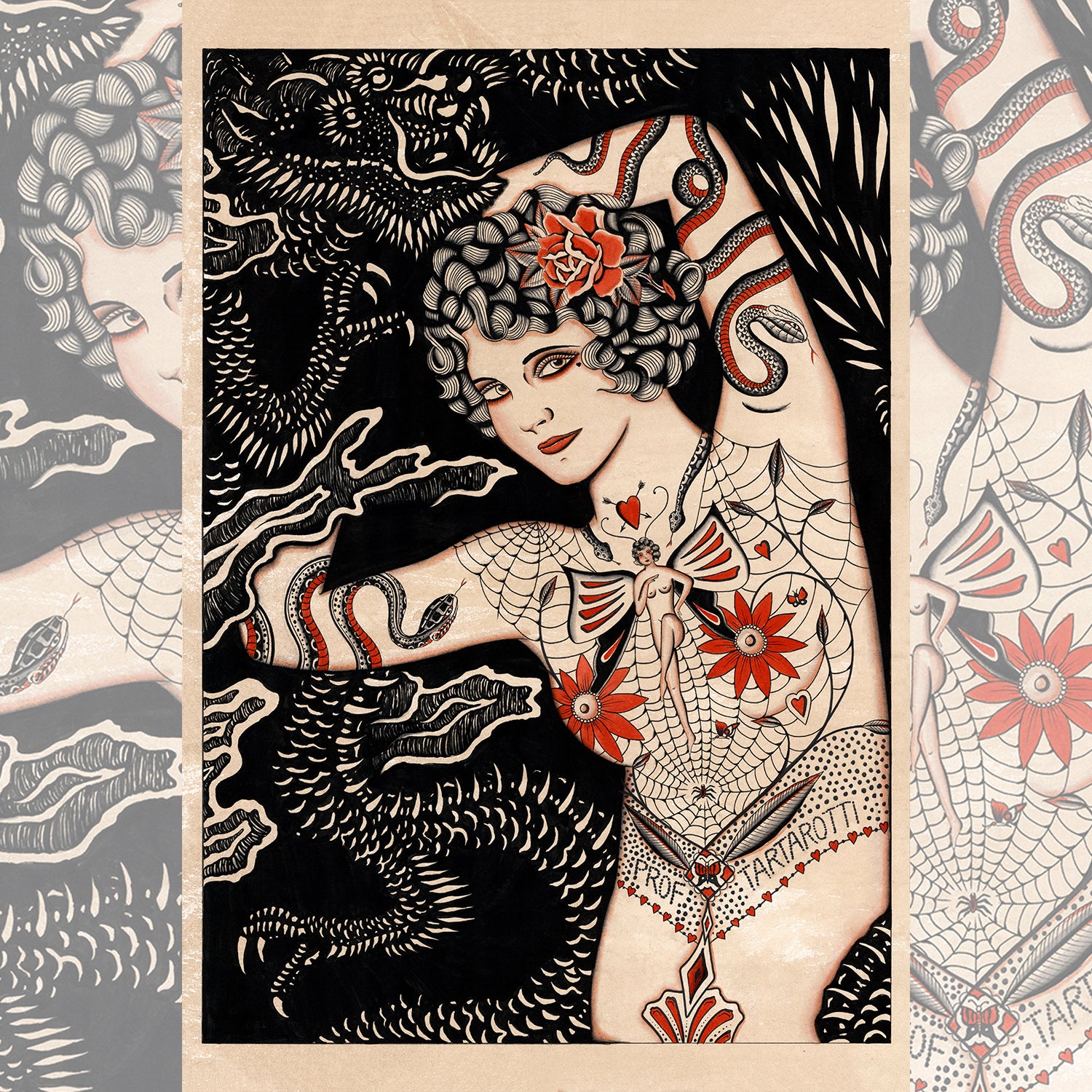 WEBFrontpiece artwork depicting a bold, symmetrical design with clean lines and detailed shading.