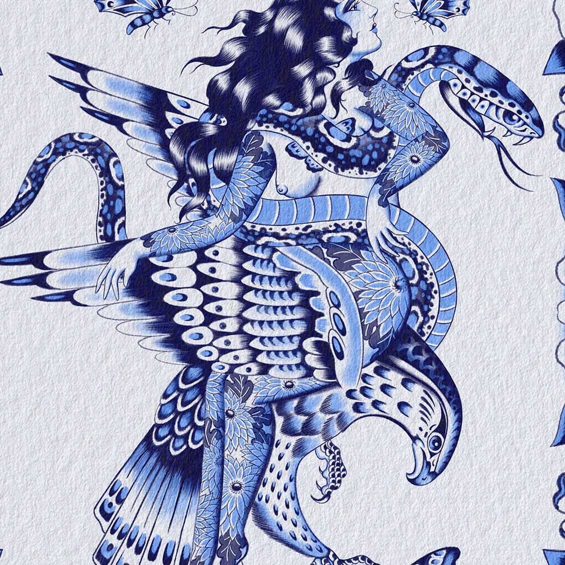 Side-angle photo of “Lady Hawk” print showing depth and paper quality.