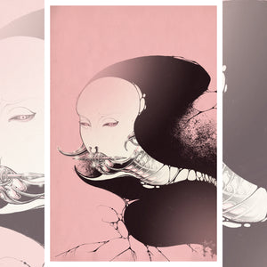 Front view of 'Spectral Ghost Rose' giclée print by The Sepp on 12" x 18" 300gsm Epson Cold Press paper.