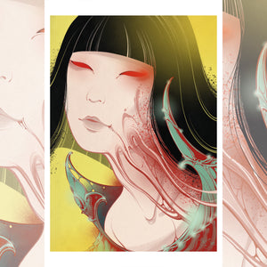 Front view of 'Spectral Ghost Yellow' giclée print by The Sepp on 12" x 18" 300gsm Epson Cold Press paper.