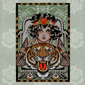 “Texture detail of 100% acid-free cotton paper used in ‘Tigress’ giclée print.”