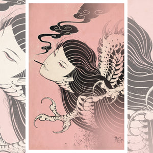 Front view of 'Up In Smoke' giclée print by The Sepp on 12" x 18" 300gsm Epson Cold Press paper.