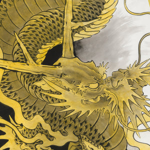 Close-up of Gold Dragon 03 showcasing traditional Japanese dragon tattoo artwork and intricate linework