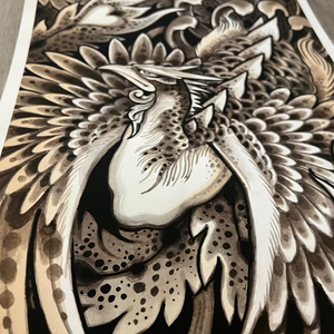 black and grey phoenix tattoo