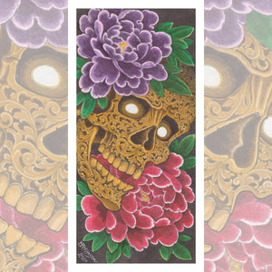 skull tattoo with flowers