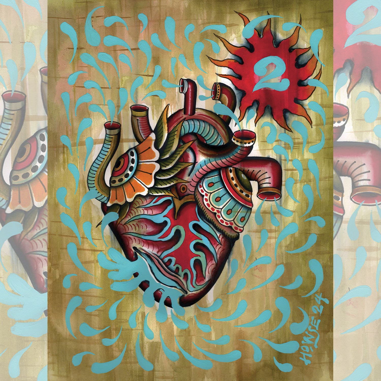 vibrant heart tattoo