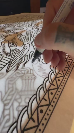 Chaos Print by Mors Tattoo displayed framed on a wall.