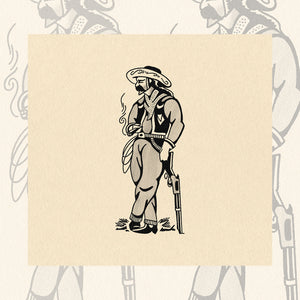 Smokin Cowboy tattoo art print by Cunha featuring a minimalist smoking cowboy illustration