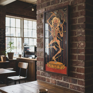 Framed BLOSSOM Japanese tattoo art print by Mattia Neromorte displayed in a modern interior