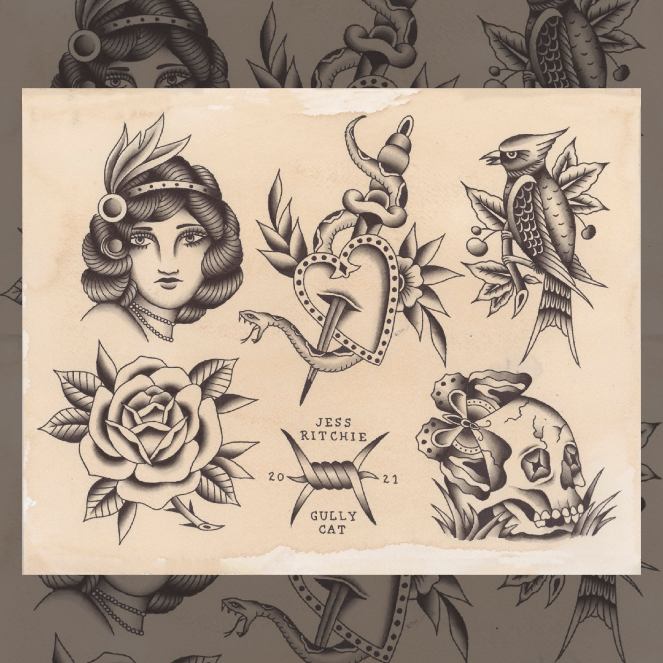 tattoo flash sheet